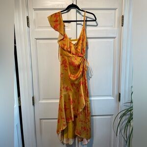 Ted Baker Yellow Floral Wrap Midi Dress